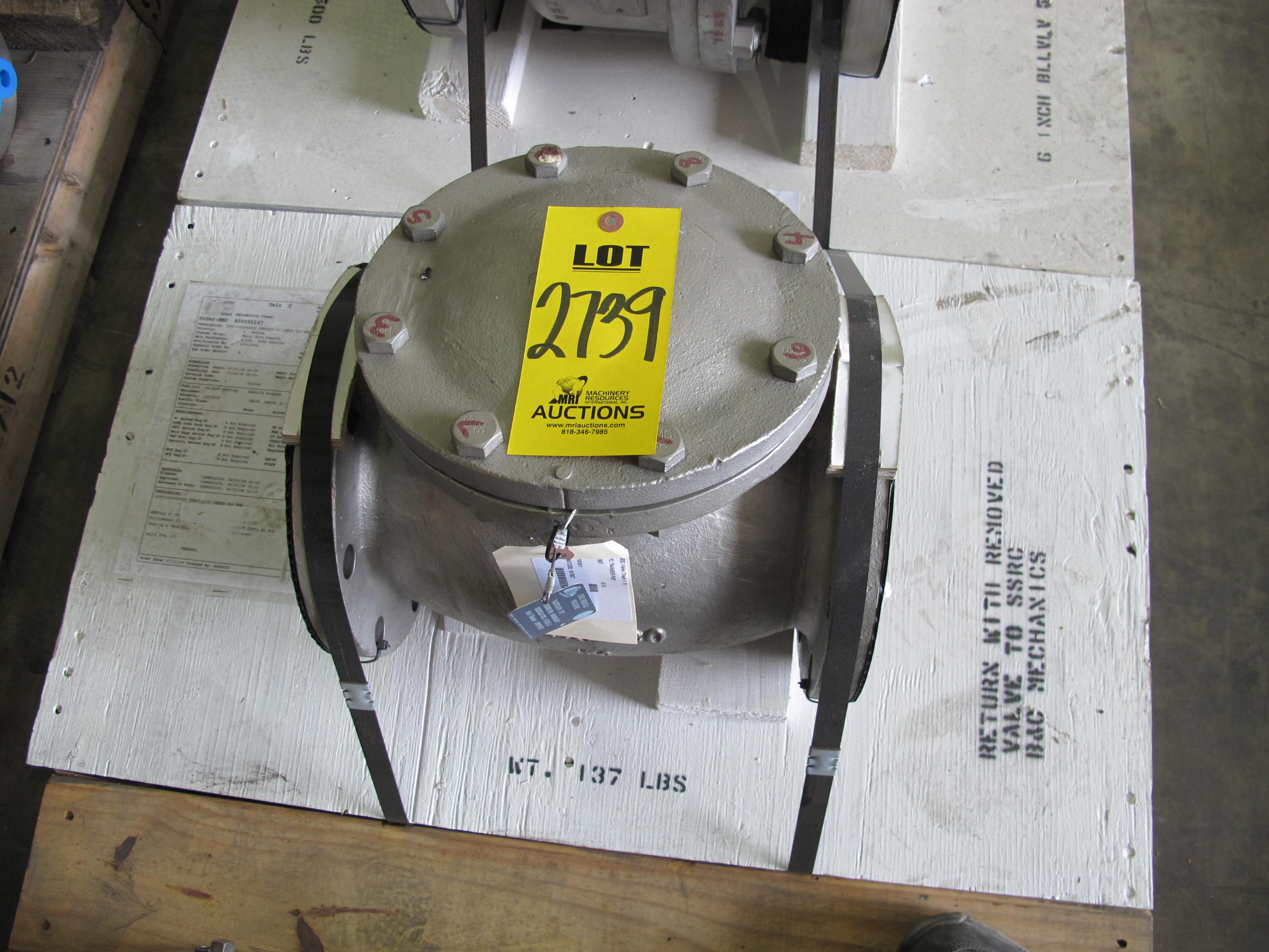 VALVE, CHECK TYPE, 6" SIZE, 150 LB RATING, ALLOY 20 MATERIAL, FLAT FACED FLANGED CONNECTIONS, A/SA351 CN7M SPECIFICATION, SWINGCHECK STYLE, ALLOY 20 TRIM, BOLTED COVER MARK NO. 677 DESIGN REPLACEMENT IS MM 10176970 (WITH NON-ROTATING DISC / ANTI-ROTATION (W-51) LOADING & HANDLING FEE $15-